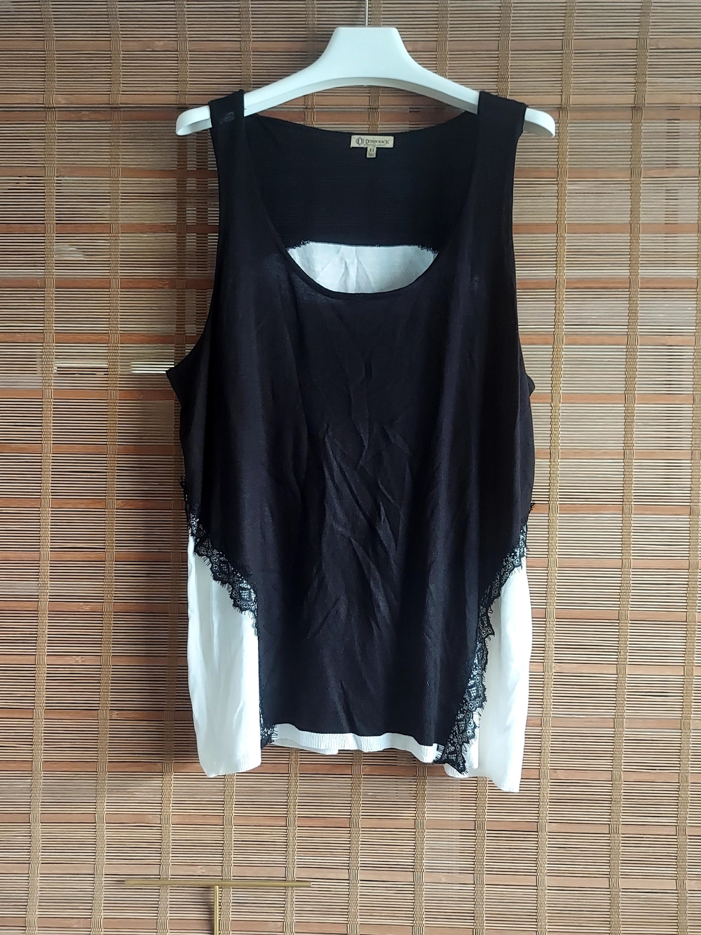 Democracy Black and White Lace-Trim Layered Camisole
